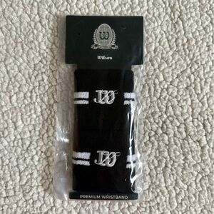 Kith X Wilson Black Terry cloth Tennis Wristbands With White Stripe Embroidered